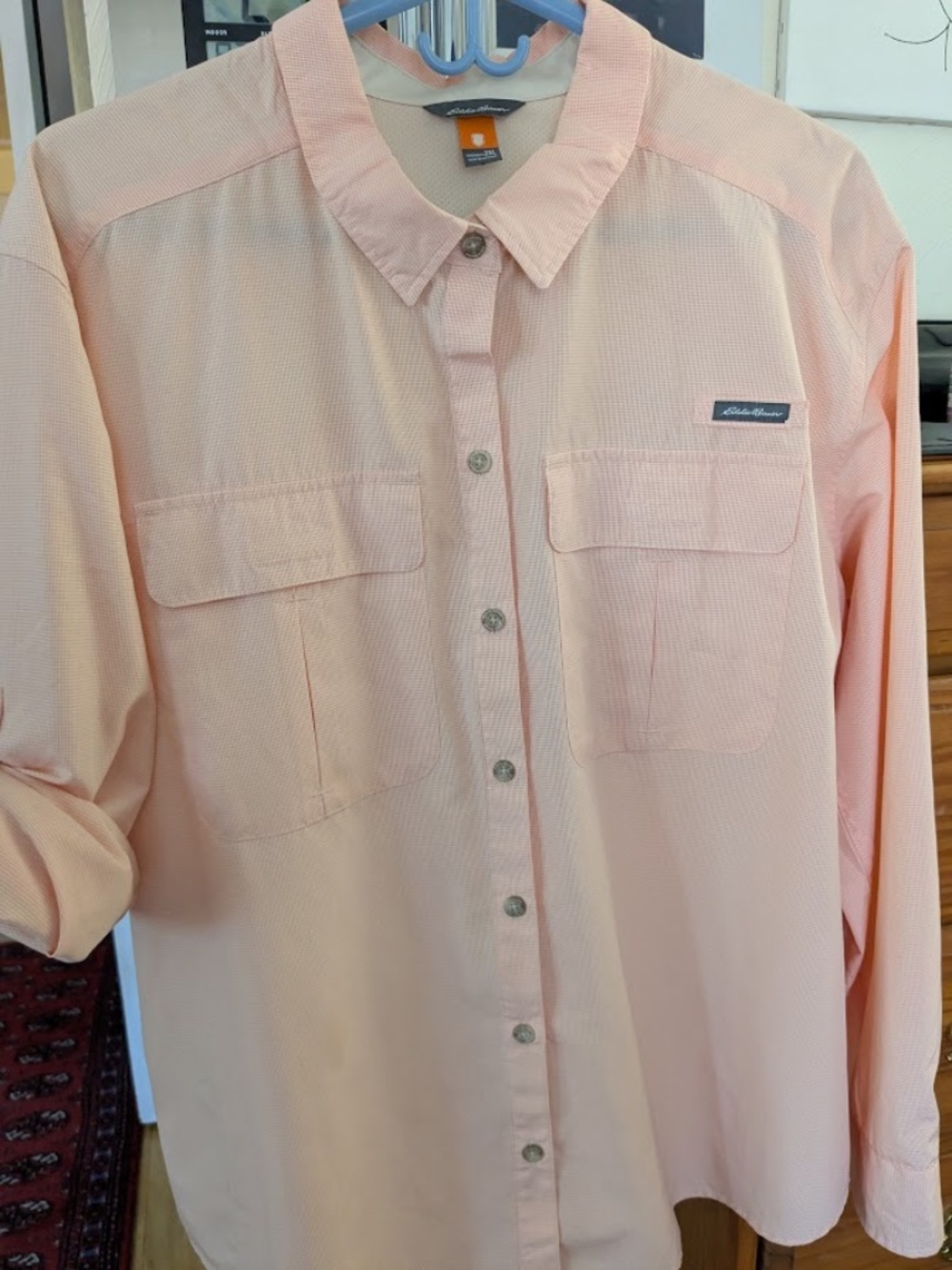 Eddie Bauer Peach Tech Blouse, Women's Plus 2x